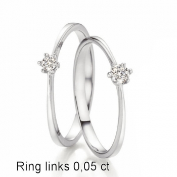 Solitaire Ring Weissgold mit 0,05 ct